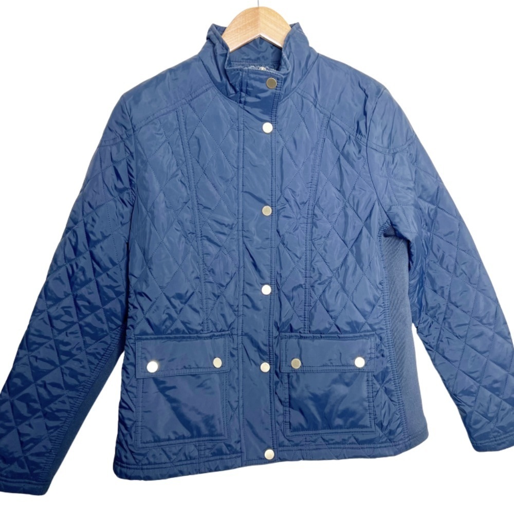 A New Day Diamond Quilted Navy Blue Barn Utility Jacket with Gold Hardware Light